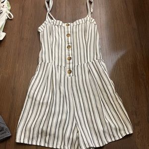 Hollister white and grey striped romper (S)